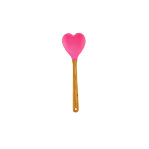 Cucchiaio da cucina in silicone a forma di cuore fucsia 