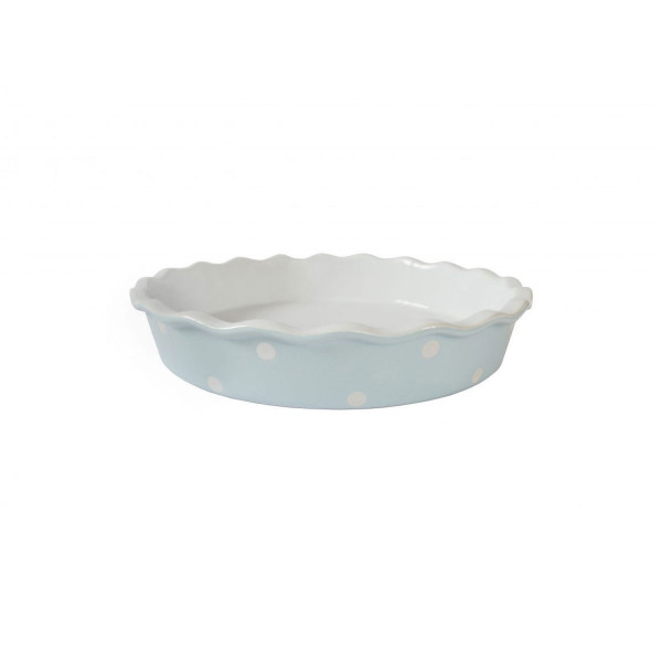 Tortiera in ceramica azzurra con pois 