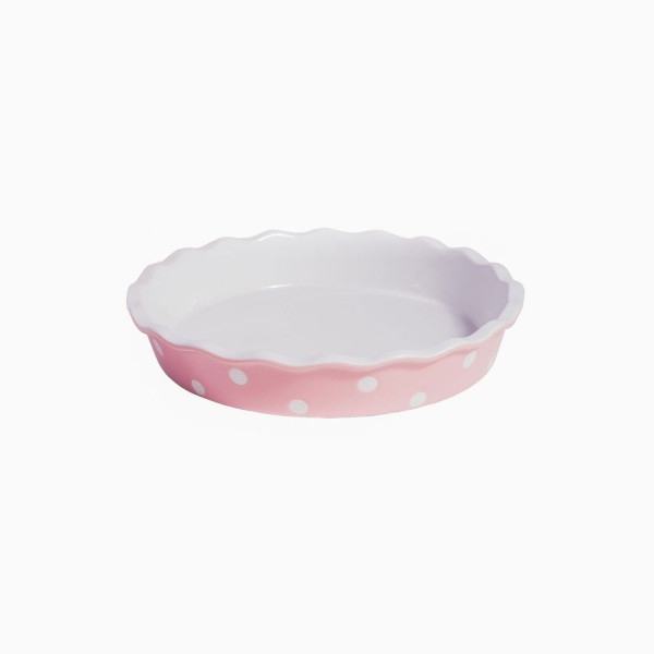 Tortiera in ceramica rosa con pois 