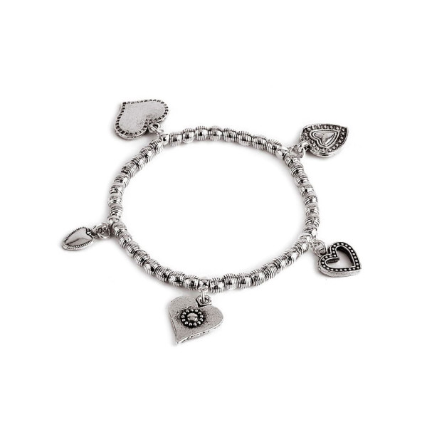 Bracciale Vestopazzo placcato argento con ciondoli a cuore