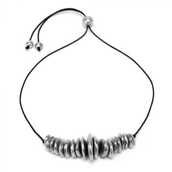 Collana argentata con dischi irregolari Vestopazzo
