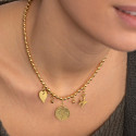 Collana dorata con pendenti cuore e viaggio