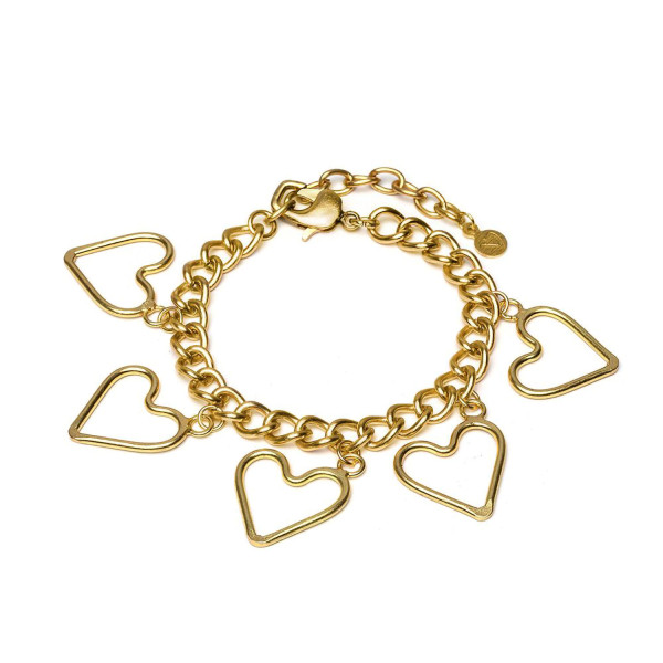 Bracciale dorato con ciondoli a cuore Vestopazzo