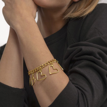 Bracciale dorato con ciondoli a cuore Vestopazzo 2