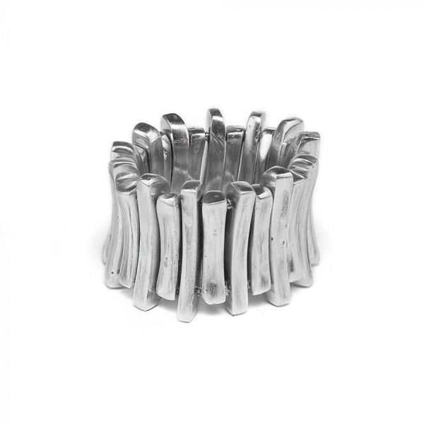 Bracciale elastico argentato con cilindri irregolari Vestopazzo