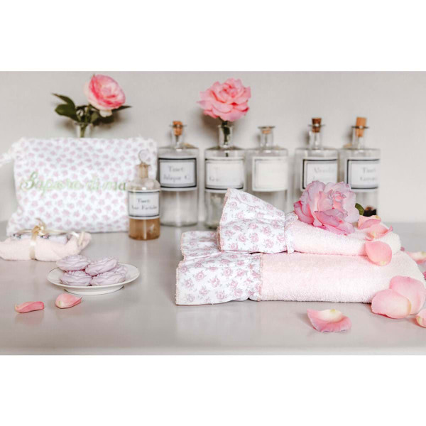 Telo mare Sapore di mare Blanc Mariclò - Rosa