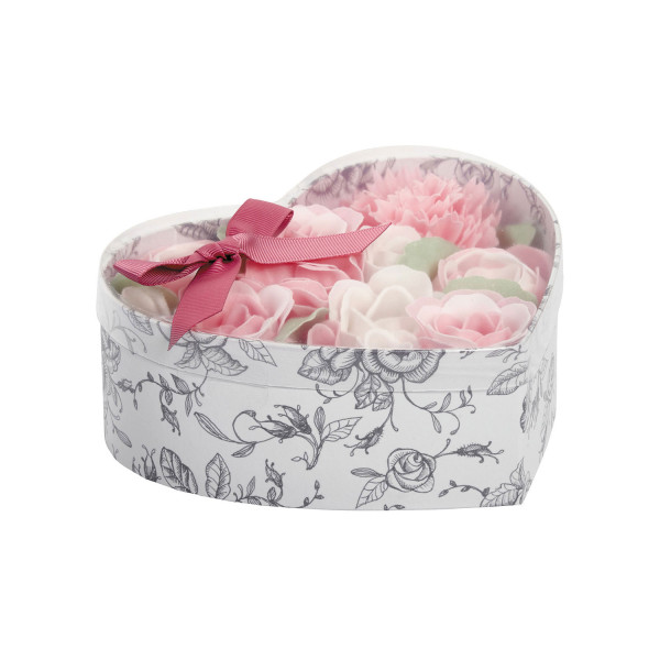 Scatola con saponette a forma di fiori - Rosa e bianco