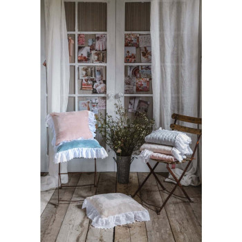 Cuscino in velluto con rouches - Tortora - Blanc Mariclò 2