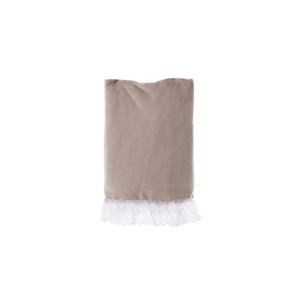 Plaid in pile con bordo in sangallo - Beige - Blanc Mariclò
