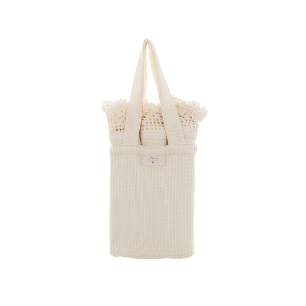 Set 3 canovacci da cucina con shopping bag Avorio Blanc Mariclò