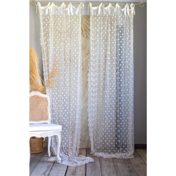 Tenda in tulle con pois Blanc Mariclò - Avorio - Blanc Mariclò