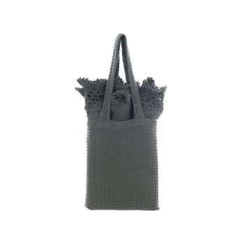 Set 3 canovacci da cucina con shopping bag Grigio Blanc Mariclò