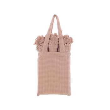 Set 3 canovacci da cucina con shopping bag Rosa Blanc Mariclò