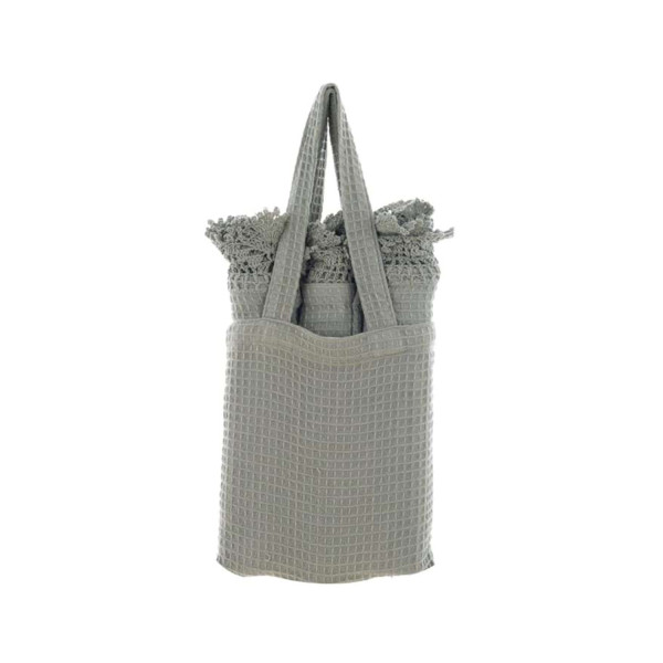 Set 3 canovacci da cucina con shopping bag Salvia Blanc Mariclò