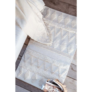 Tappeto rettangolare di lana boho chic - Blanc Mariclò