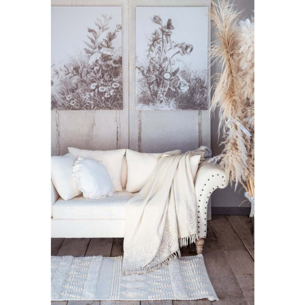 Tappeto rettangolare di lana boho chic - Blanc Mariclò