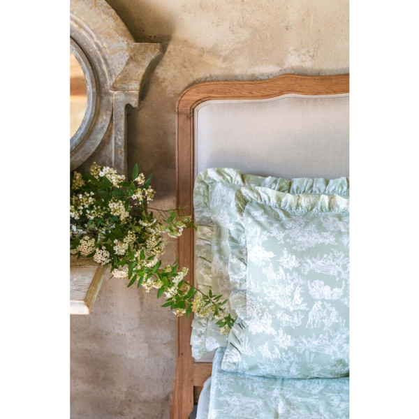 Copriletto matrimoniale Toile de jouy - Verde - Blanc Mariclò