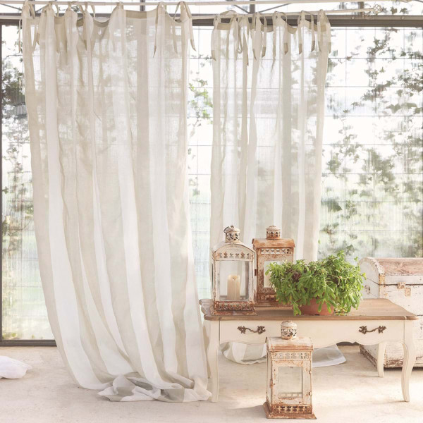 Tenda a righe con passanti Blanc Mariclò - Naturale - Blanc