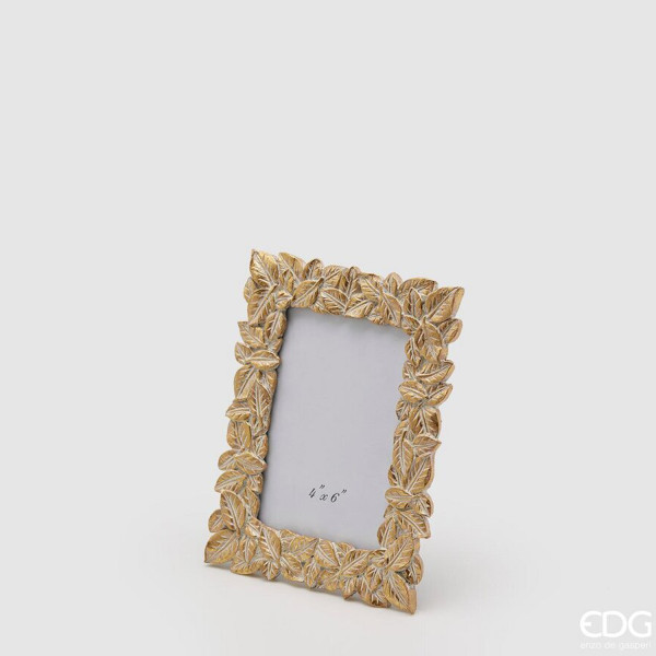 Cornice portafoto dorata con foglie 20x16 cm - EDG