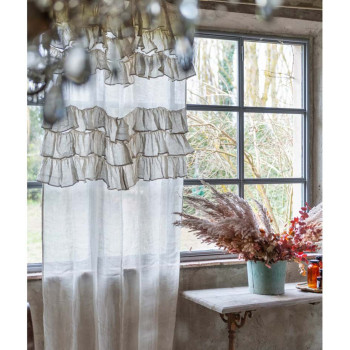 Tenda con balze in lino misto cotone - Ecru - Blanc Mariclò