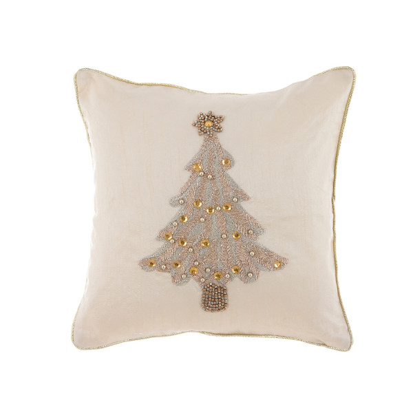 Cuscino natalizio ricamato 45x45 cm - Albero di Natale - Blanc