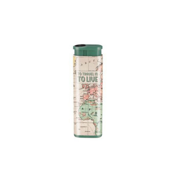 Accendino Antivento Con Cartina Geografica "To Travel Is To