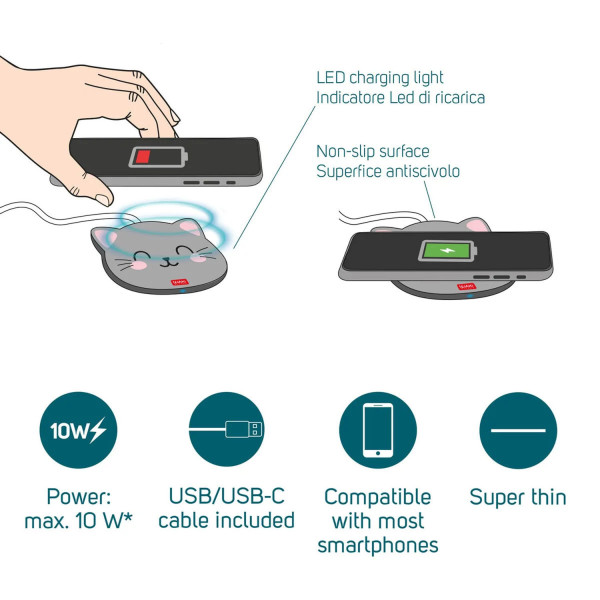 Caricabatterie Wireless con Supporto - Super Fast KITTY -