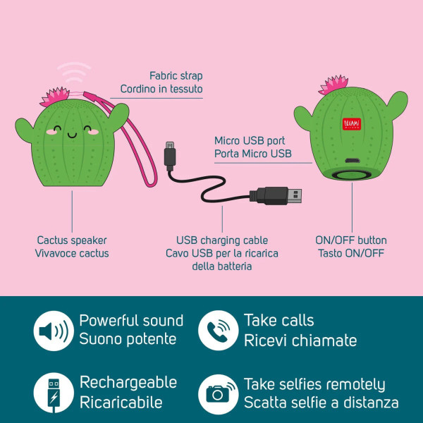 Mini Vivavoce e Speaker Wireless - Pump Up The Volume CACTUS -