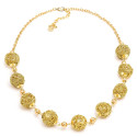Collana dorata con sfere di ottone intrecciato - Vestopazzo