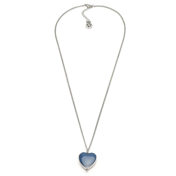 Collana placcata argento con cuore denim smaltato - Vestopazzo