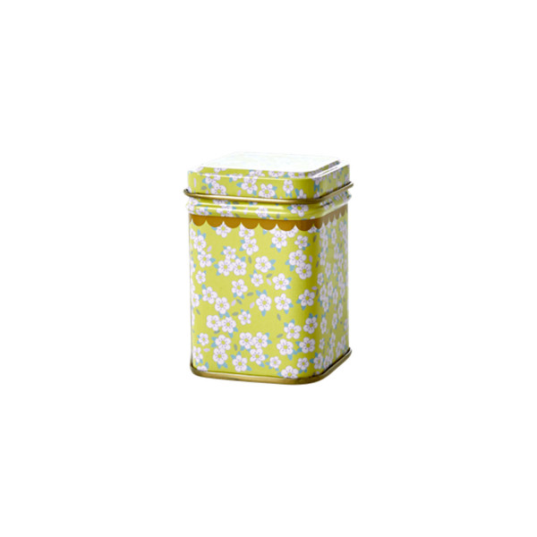 Barattolino latta verde con fiori 